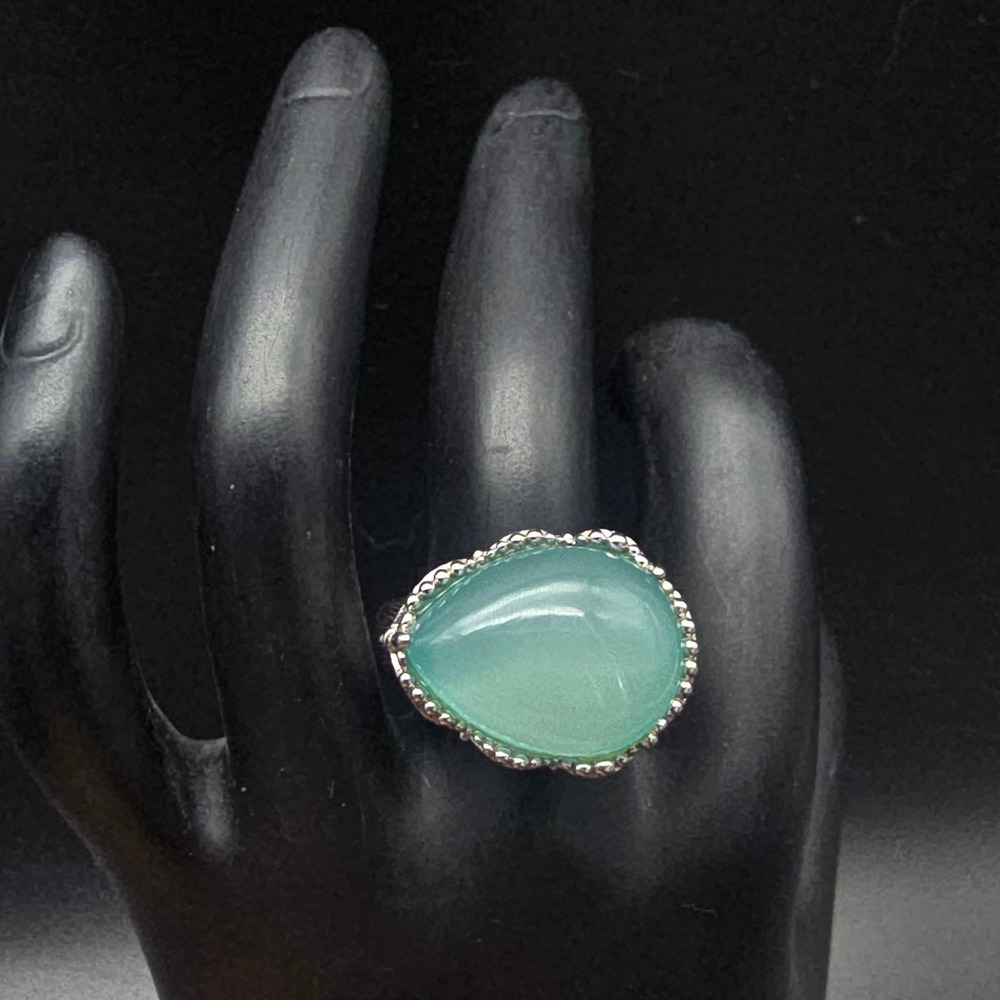 Dallas Prince Pear Shape Chalcedony Ring Size 8 Sterling Silver